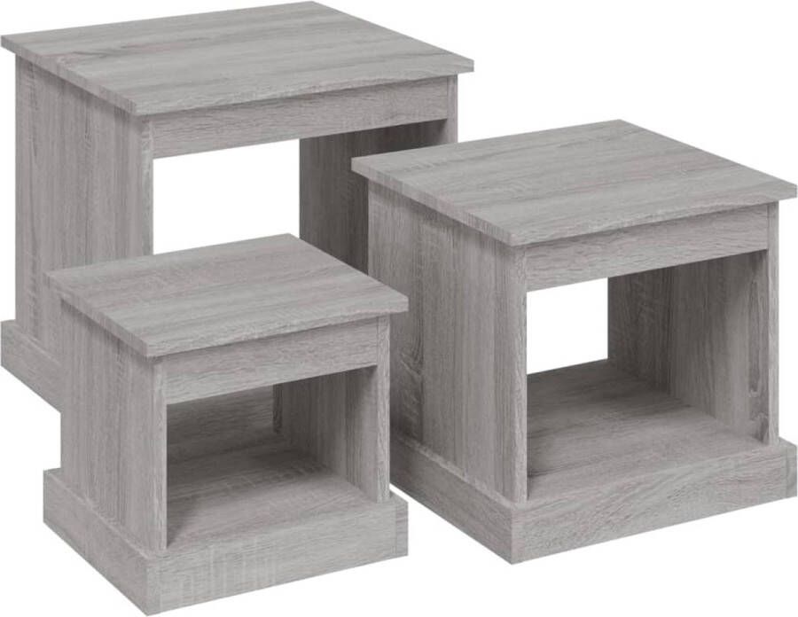 VidaXL -3-delige-Salontafelset-bewerkt-hout-grijs-sonoma-eikenkleurig - Foto 4
