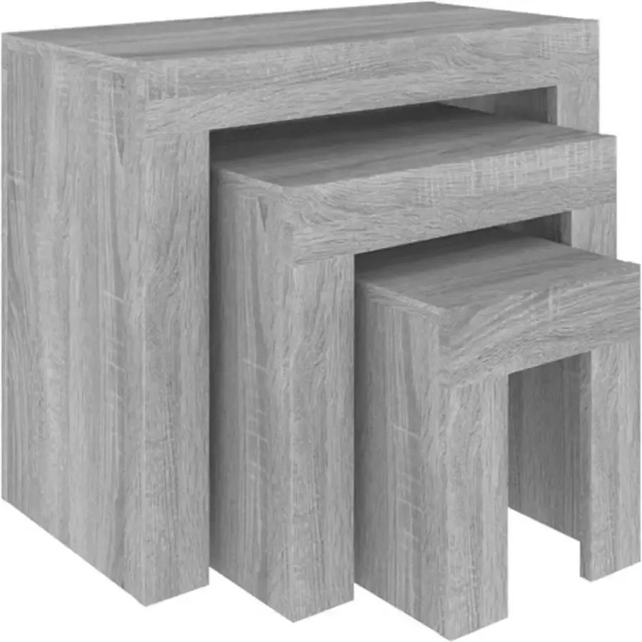 VidaXL -3-delige-Tafeltjesset-bewerkt-hout-grijs-sonoma-eikenkleurig - Foto 2