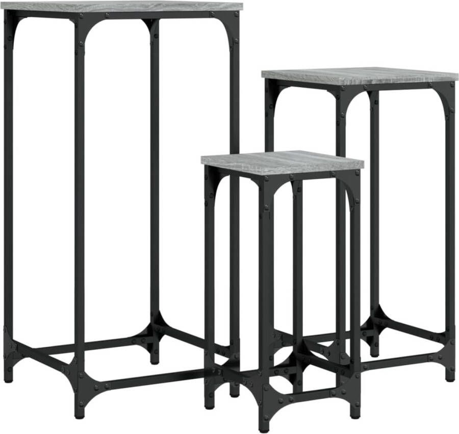 VidaXL -3-delige-Tafeltjesset-bewerkt-hout-grijs-sonoma-eikenkleurig - Foto 3