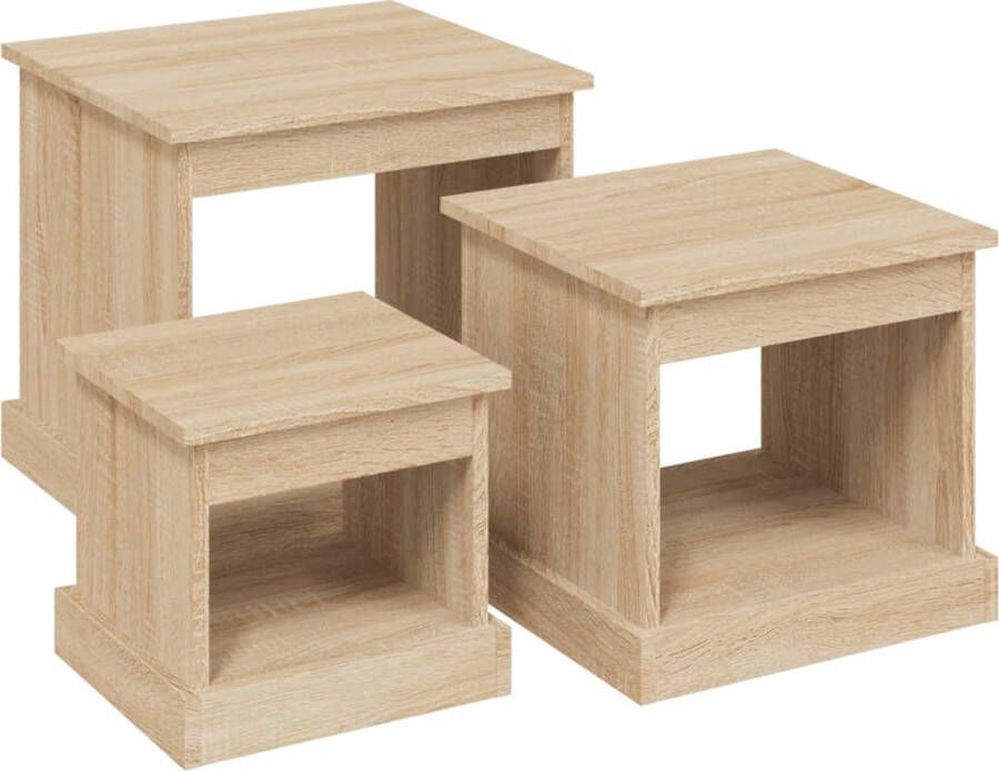 VidaXL -3-delige-Salontafelset-bewerkt-hout-sonoma-eikenkleurig - Foto 4