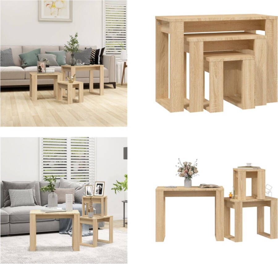 VidaXL -3-delige-Tafeltjesset-bewerkt-hout-sonoma-eikenkleurig - Foto 3