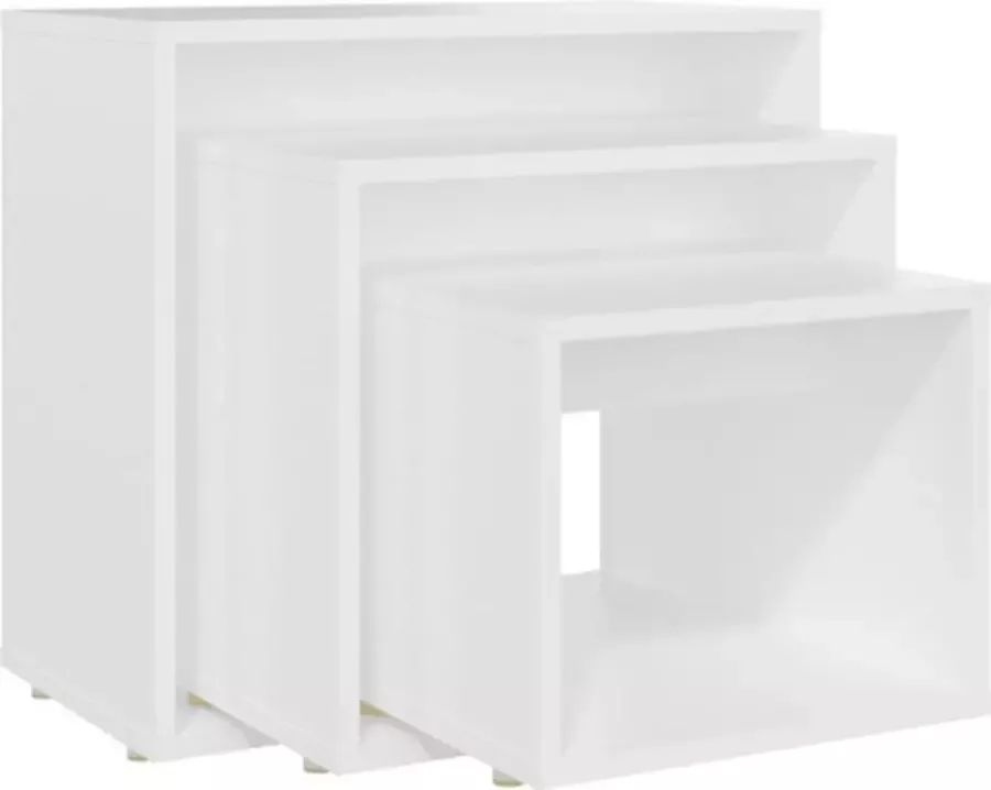 VidaXL -3-delige-Tafeltjesset-bewerkt-hout-wit - Foto 2