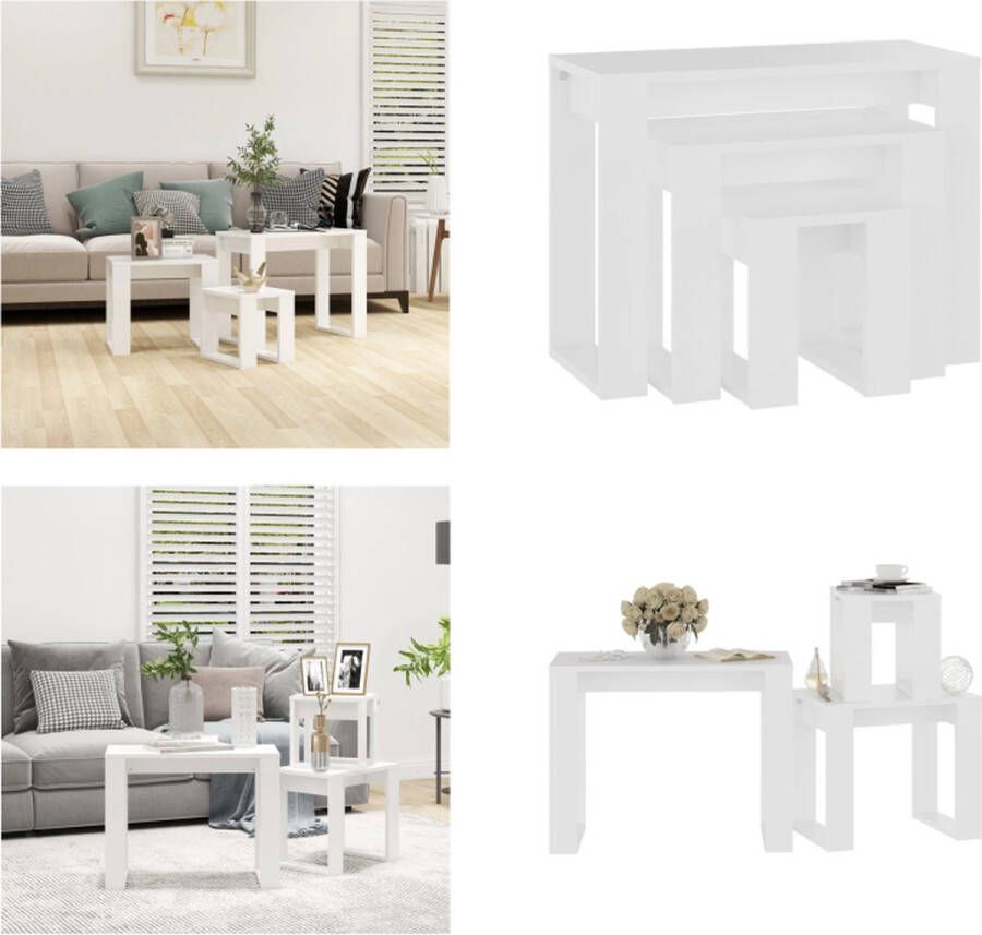 VidaXL -3-delige-Tafeltjesset-bewerkt-hout-wit - Foto 3