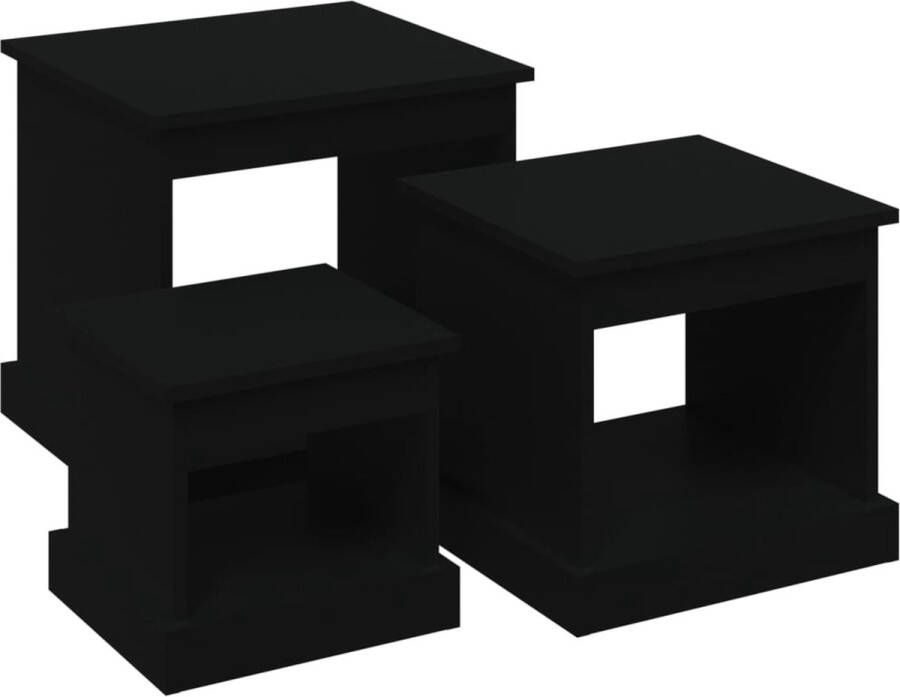 VidaXL -3-delige-Salontafelset-bewerkt-hout-zwart - Foto 4
