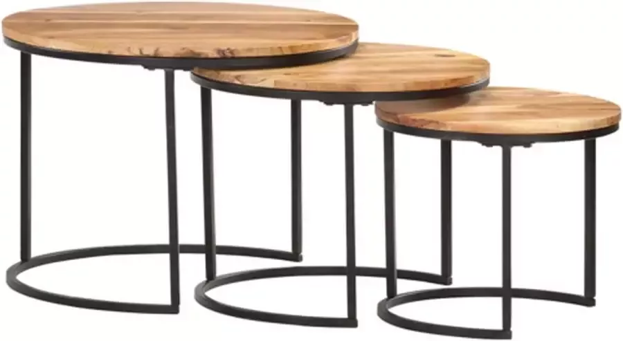 VidaXL -3-delige-Tafeltjesset-massief-acaciahout - Foto 4