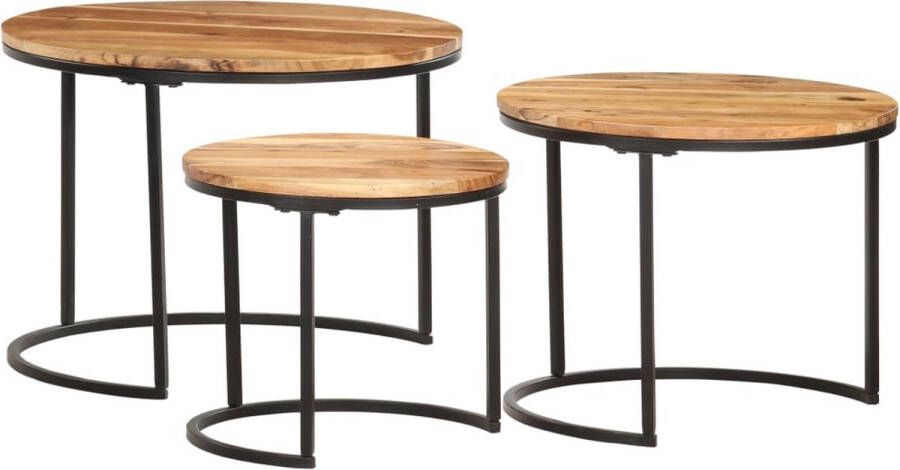 VidaXL -3-delige-Tafeltjesset-massief-acaciahout - Foto 3