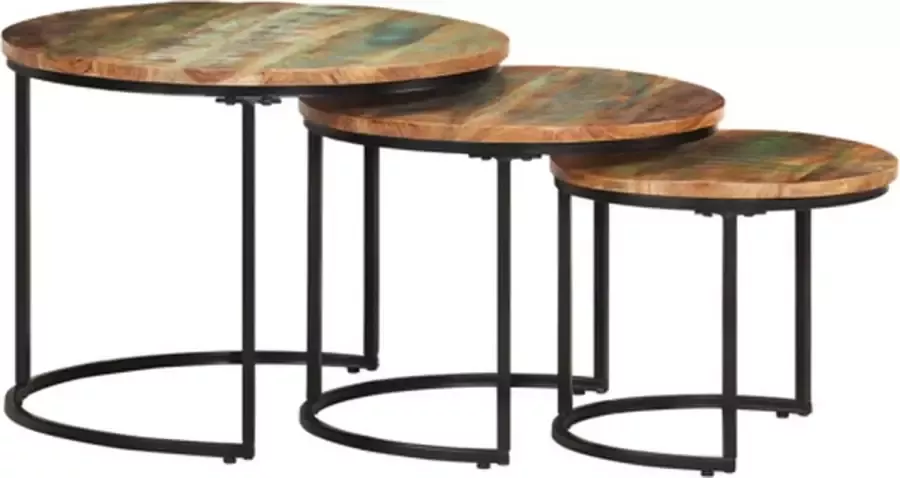 VidaXL -3-delige-Tafeltjesset-massief-gerecycled-hout - Foto 4