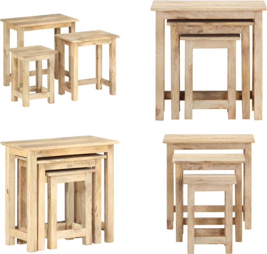 VidaXL -3-delige-Tafeltjesset-massief-mangohout