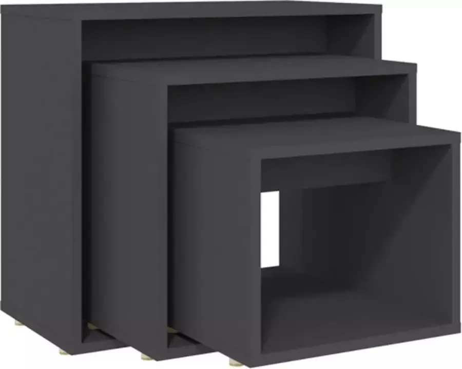 VidaXL 3-delige Tafeltjesset spaanplaat grijs - Foto 2