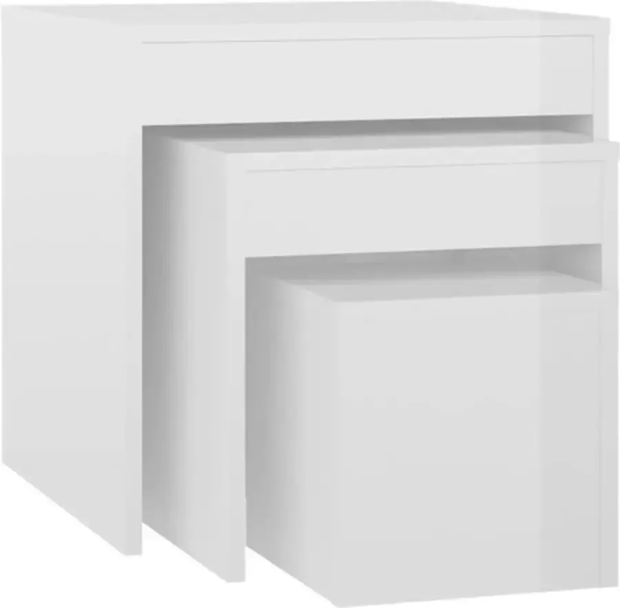 VidaXL -3-delige-Tafeltjesset-spaanplaat-hoogglans-wit - Foto 2