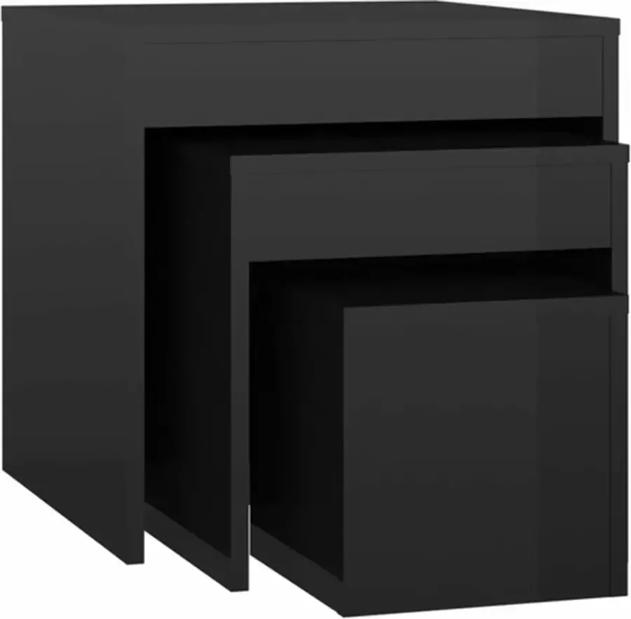 VidaXL -3-delige-Tafeltjesset-spaanplaat-hoogglans-zwart - Foto 4