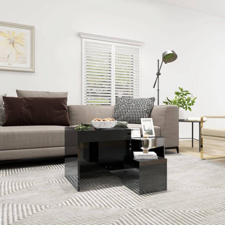 VidaXL -3-delige-Tafeltjesset-spaanplaat-hoogglans-zwart