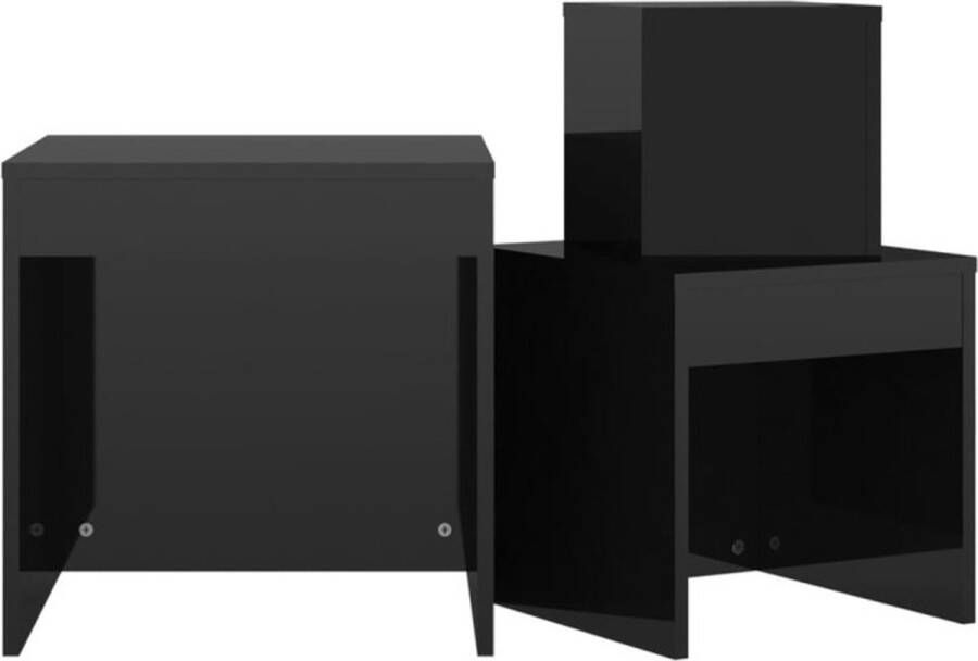 VidaXL -3-delige-Tafeltjesset-spaanplaat-hoogglans-zwart - Foto 3