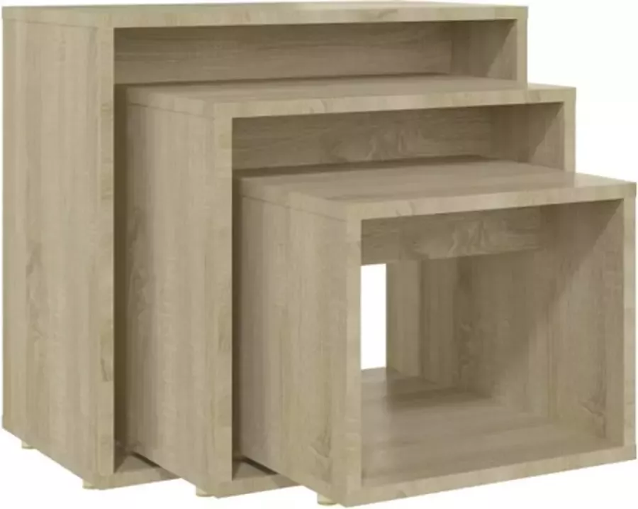 VidaXL -3-delige-Tafeltjesset-spaanplaat-sonoma-eikenkleurig - Foto 2