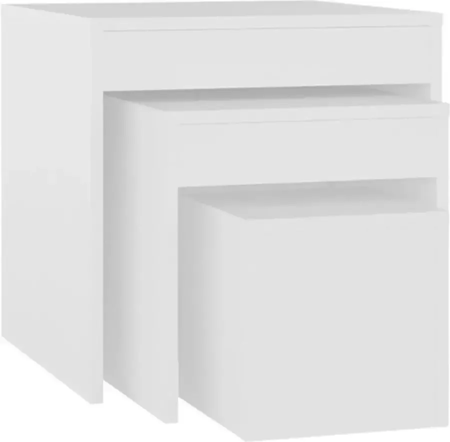 VidaXL 3-delige Tafeltjesset bewerkt hout wit - Foto 3