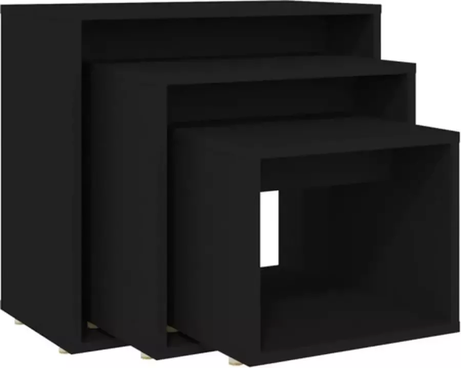 VidaXL -3-delige-Tafeltjesset-spaanplaat-zwart - Foto 2