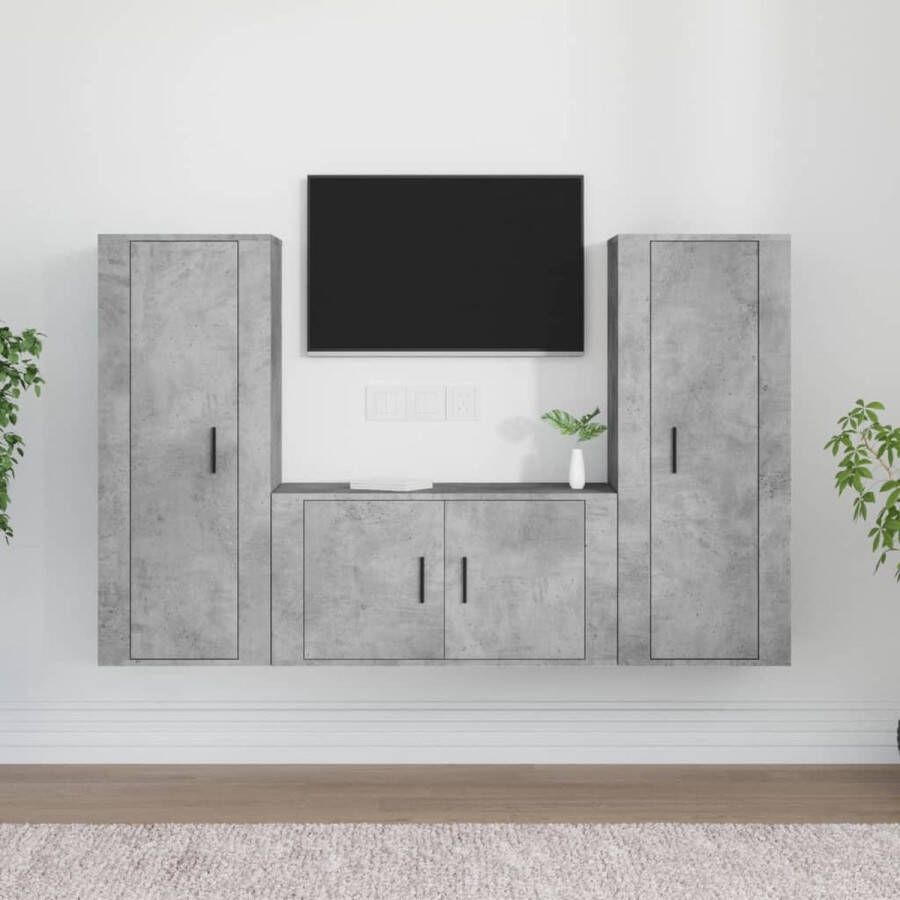 VidaXL -3-delige-Tv-meubelset-bewerkt-hout-betongrijs - Foto 3