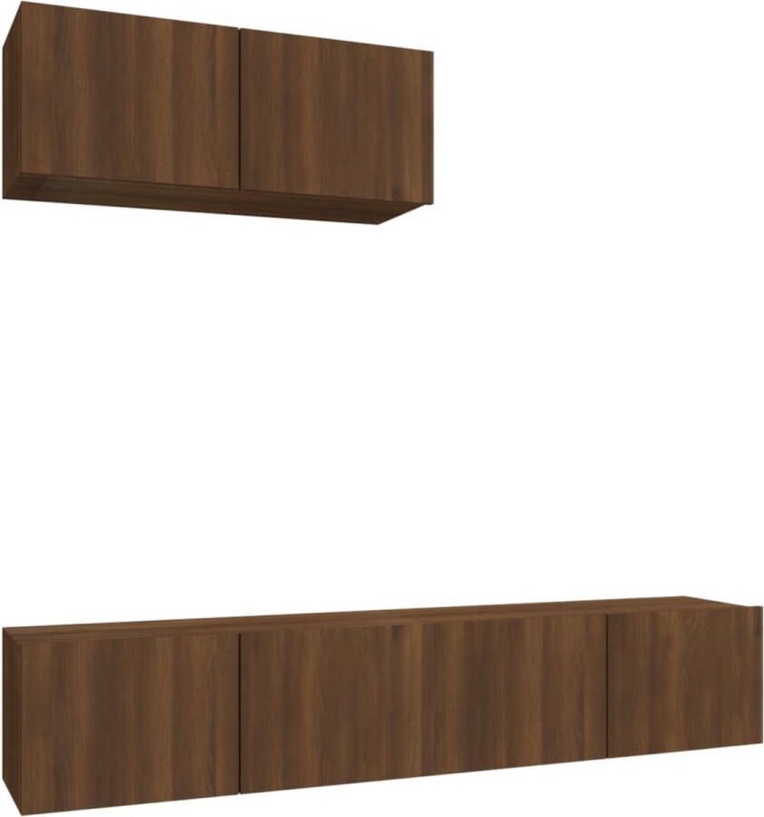 VidaXL Tv-meubelset 3-delig Bruin eiken Hout TV-meubel Wandmontage Houten TV-stand Bruine Eiken Salontafel Livingroom Decor