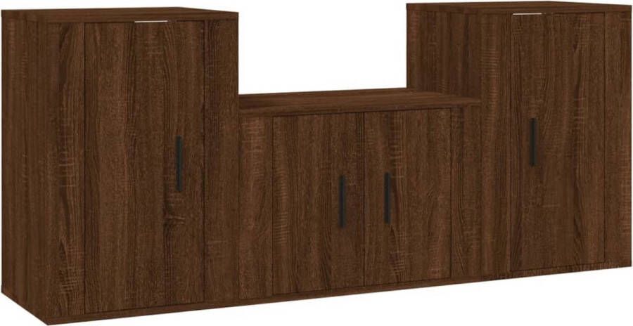 VidaXL Tv-meubelset Bruin Eiken 3-delig Televisiesecretaris Tv Kast Houten Tv Stand Bruine Eik Salontafel Livingroom Furniture Opbergkast - Foto 2