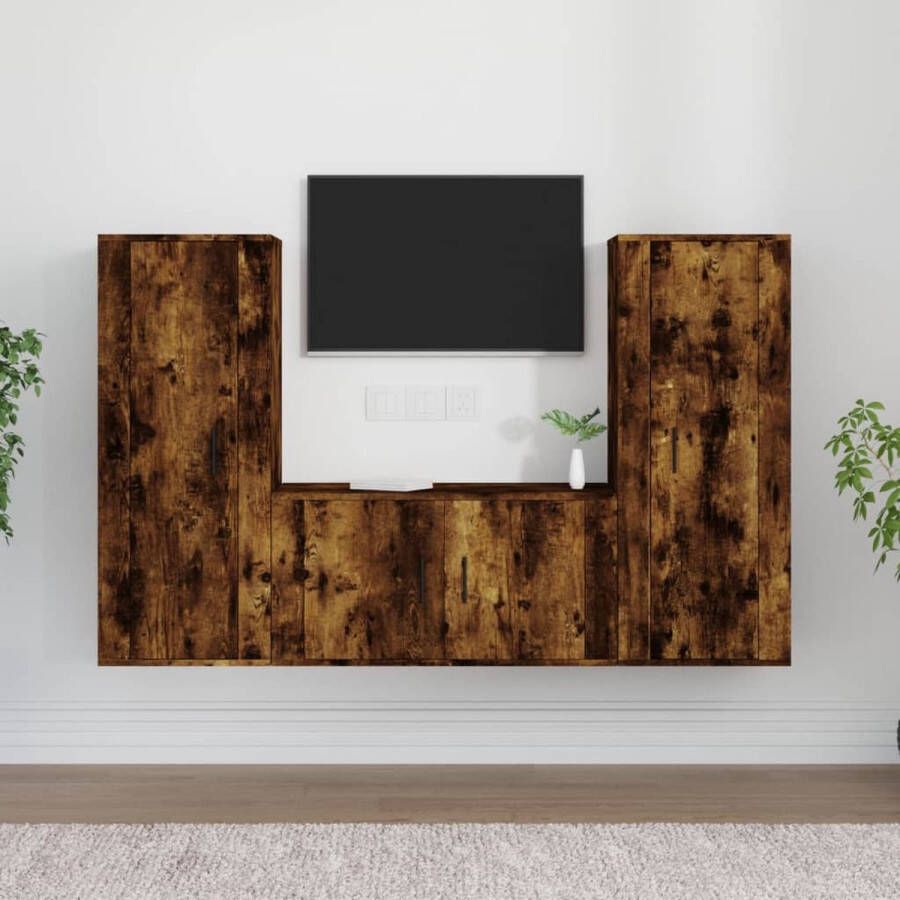 VidaXL -3-delige-Tv-meubelset-bewerkt-hout-gerookt-eikenkleurig - Foto 3