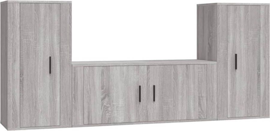 VidaXL -3-delige-Tv-meubelset-bewerkt-hout-grijs-sonoma-eikenkleurig - Foto 2