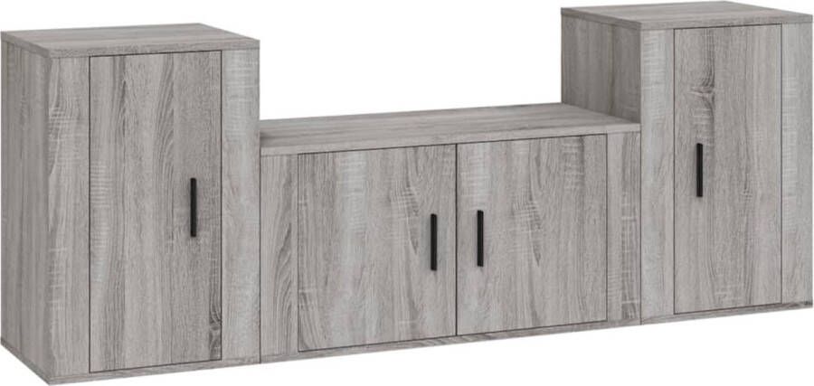 VidaXL -3-delige-Tv-meubelset-bewerkt-hout-grijs-sonoma-eikenkleurig - Foto 2