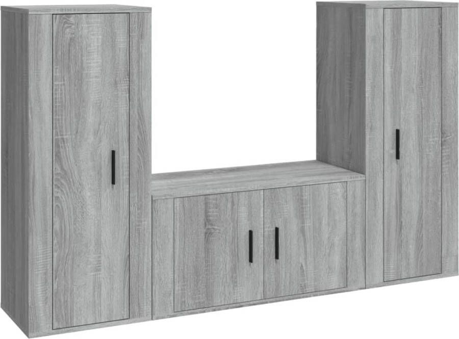 VidaXL -3-delige-Tv-meubelset-bewerkt-hout-grijs-sonoma-eikenkleurig - Foto 3