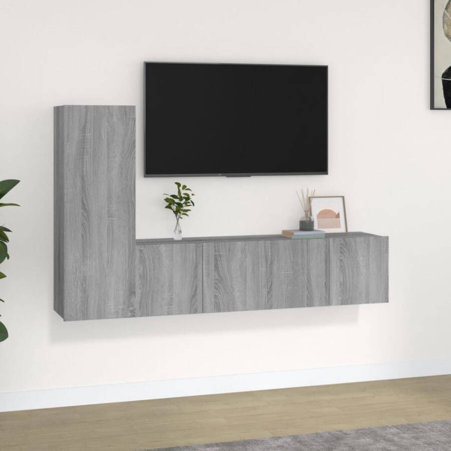 VidaXL -3-delige-Tv-meubelset-bewerkt-hout-grijs-sonoma-eikenkleurig