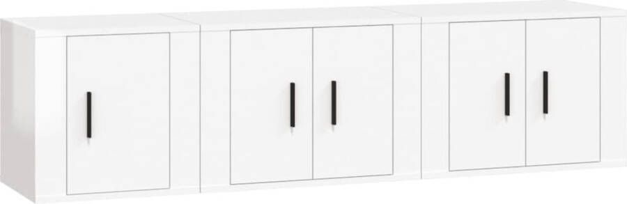 VidaXL 3-delige Tv-meubelset hoogglans wit Televisiesecretaris Salontafel Kastje Houten Meubilair Witte Meubelen Mediastand Woonaccessoires Livingroom Furniture