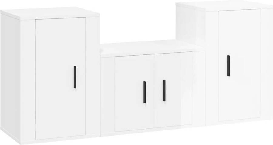 VidaXL 3-delige TV-meubelset hoogglans wit TV Meubel Tv Kast Salontafel Houten Tv Stand Modern Tv Meubel Klassiek Tv Meubel Wit Tv Meubel