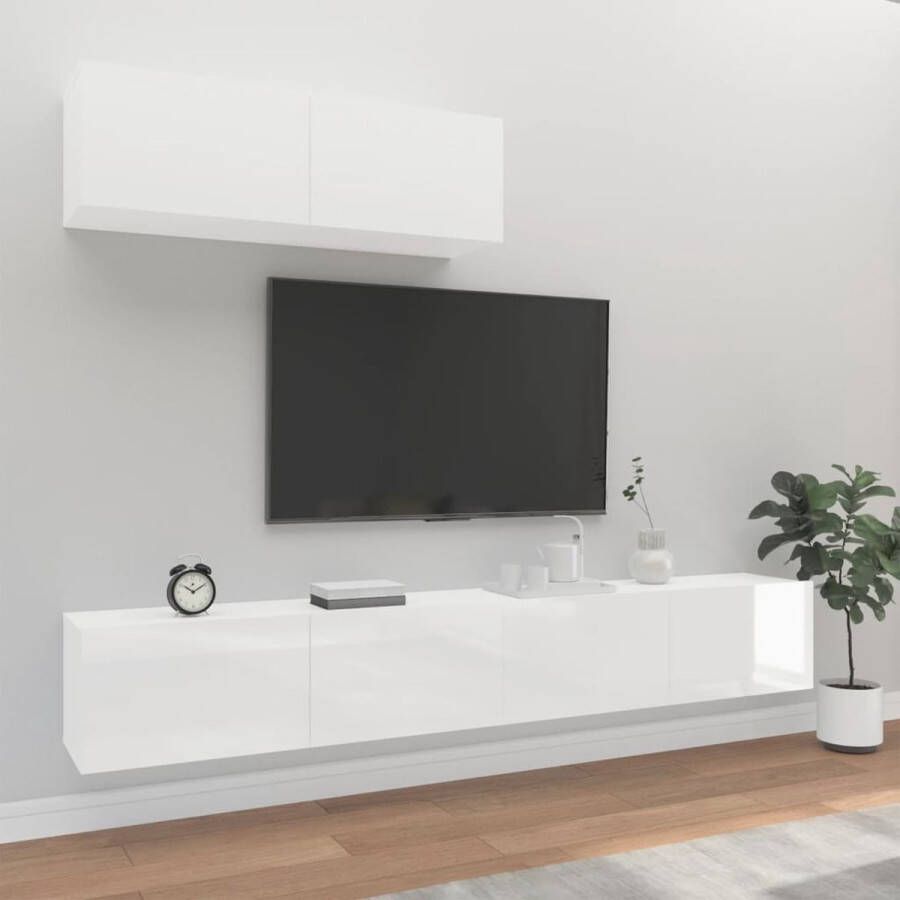 VidaXL -3-delige-Tv-meubelset-bewerkt-hout-hoogglans-wit