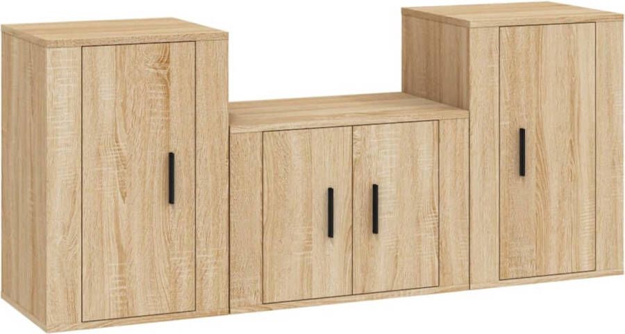 VidaXL -3-delige-Tv-meubelset-bewerkt-hout-sonoma-eikenkleurig - Foto 2