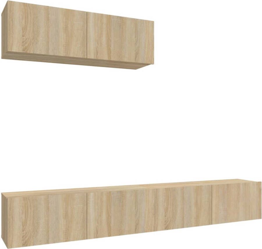 VidaXL 3-delige Tv-meubelset Sonoma Eiken TV Kast Salontafel Houten Tv-meubel Wandmontage Tv-meubelset Bruine Tv-kast Landelijk Tv-meubel