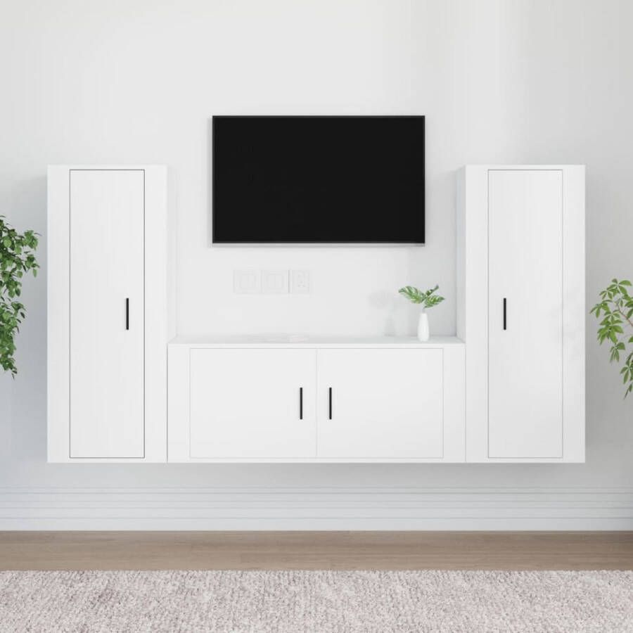 VidaXL -3-delige-Tv-meubelset-bewerkt-hout-wit - Foto 3
