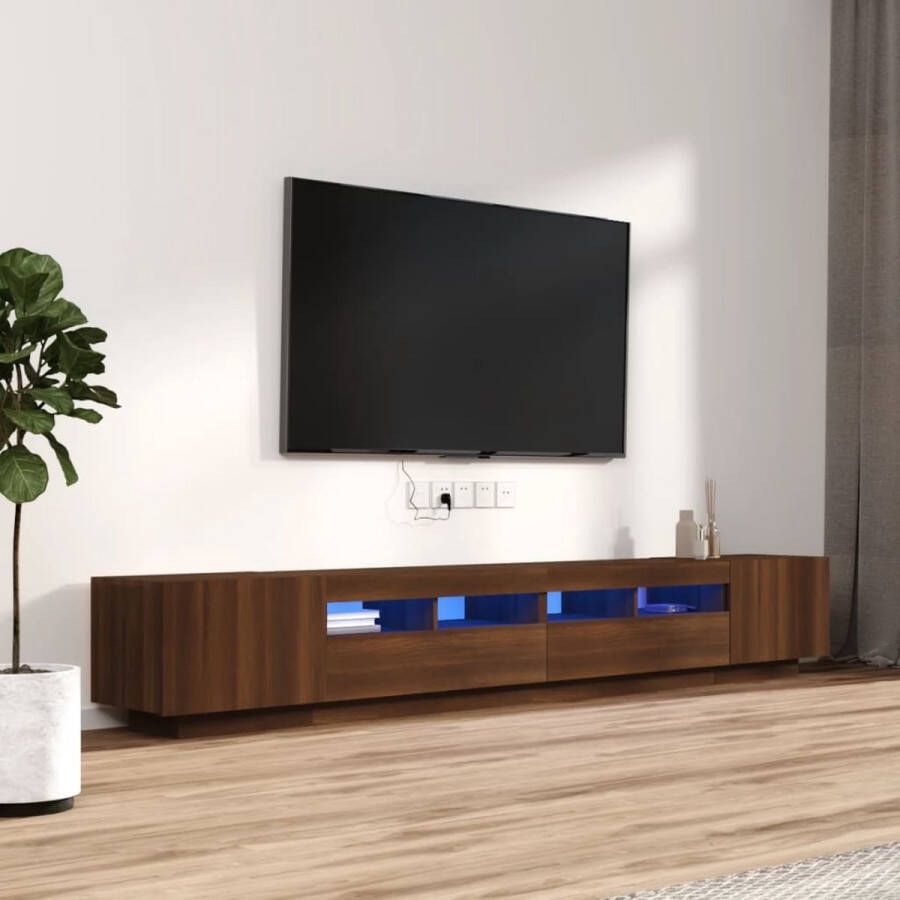 VidaXL -3-delige-Tv-meubelset-met-LED-bewerkt-hout-bruineiken