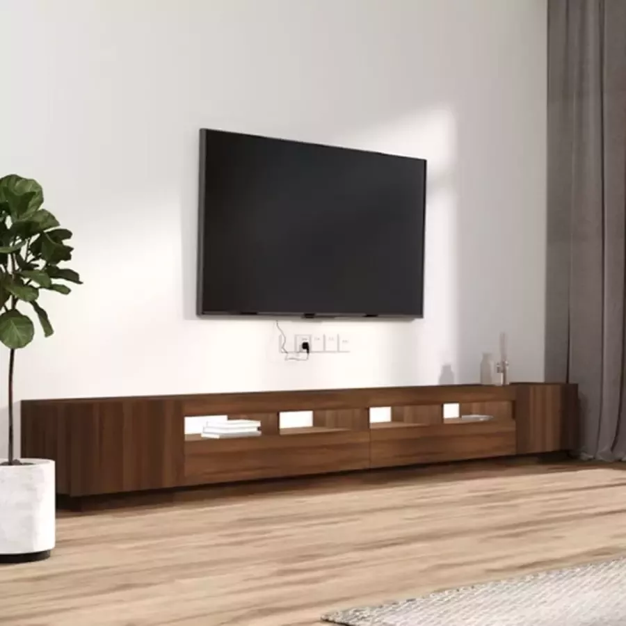 VidaXL -3-delige-Tv-meubelset-met-LED-bewerkt-hout-bruineiken - Foto 4