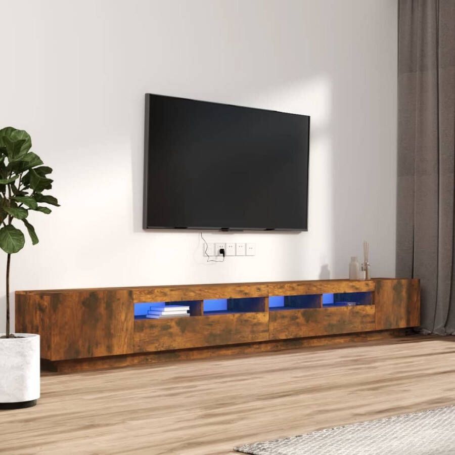 VidaXL -3-delige-Tv-meubelset-met-LED-bewerkt-hout-gerookt-eikenkleurig