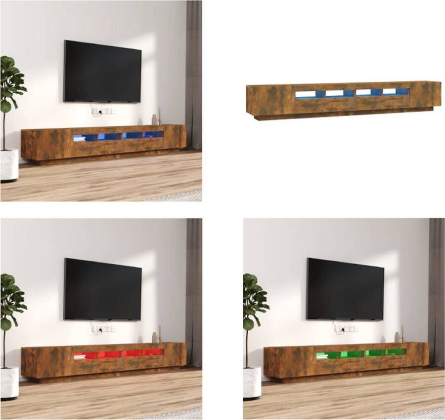 VidaXL 3-delige Tv-meubelset met LED bewerkt hout gerookt eikenkleurig Tv-kast Tv-kasten Tv-meubel Met LED-verlichting