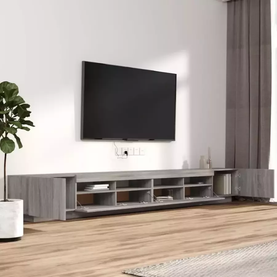 VidaXL 3-delige Tv-meubelset met LED&apos;s bewerkt hout grijs sonoma eiken