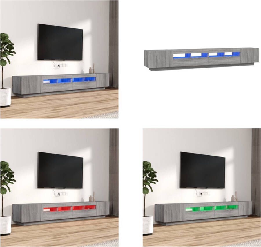 VidaXL 3-delige Tv-meubelset met LED's bewerkt hout grijs sonoma eiken Tv-kast Tv-kasten Tv-meubel Met LED-verlichting