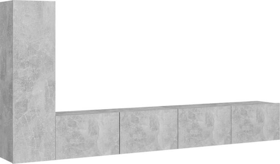 VidaXL Tv-meubelset 3-delig Bewerkte Hout Betongrijs Televisiescherm Tv Kasten Wandmontage Tv Meubilair Salontafel Woonkamer Decoratie Grijs Interieur Houten Tv Stand Modern Tv Meubel Compact Tv Meubel