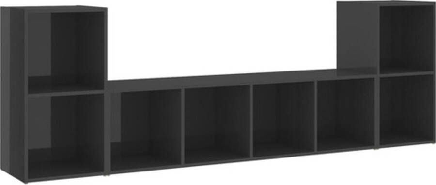 VIDAXL 3-delige Tv-meubelset bewerkt hout hoogglans grijs - Foto 4