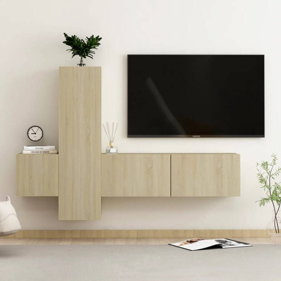 VidaXL 3-delige Tv-meubelset bewerkt hout sonoma eikenkleurig - Foto 1