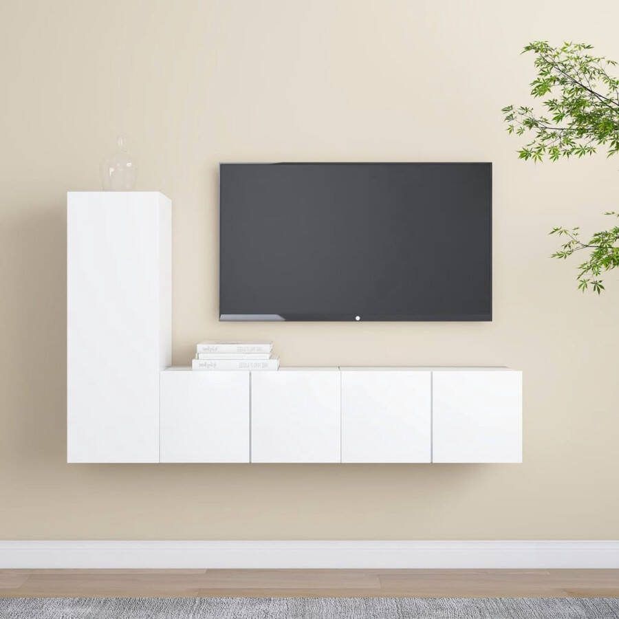 VidaXL 3-delige Tv-meubelset bewerkt hout wit - Foto 1