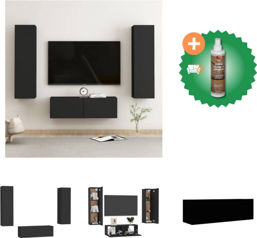 VidaXL Televisiekast TV-meubel Zwart 60 x 30 x 30 cm Montage vereist 1 x tv-meubel (L) 2 x tv-meubel (M) Kast Inclusief Houtreiniger en verfrisser