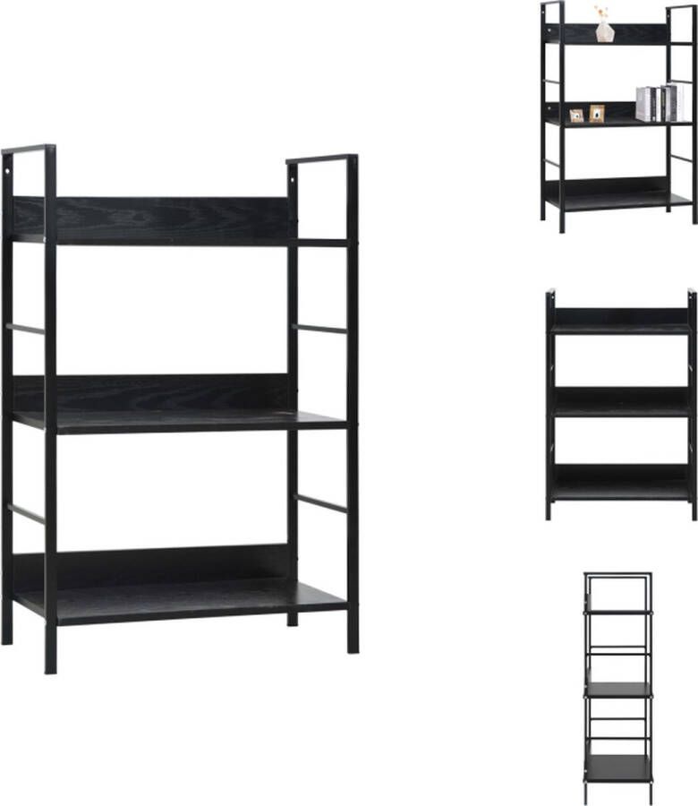 VidaXL Schappenkast Schappenkasten Opbergkast Opbergkasten Boekenkast met 3 schappen 60x27 6x90 5 cm bewerkt hout zwart