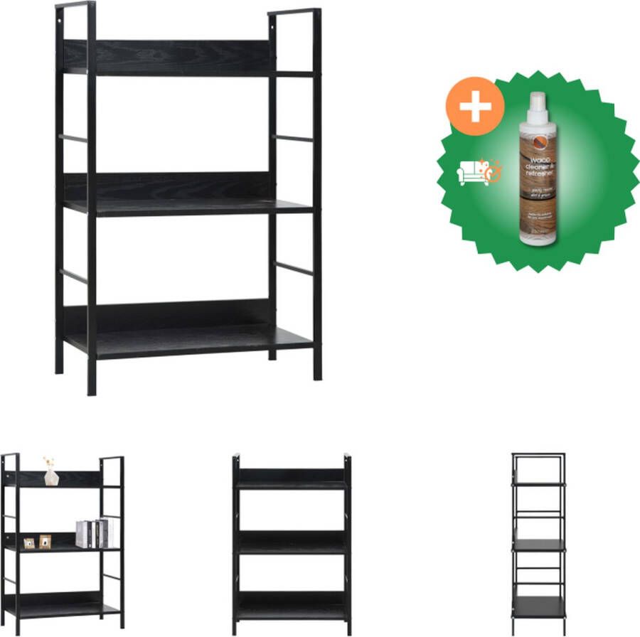 VidaXL Boekenkast met 3 schappen 60x27-6x90-5 cm spaanplaat zwart Kast Inclusief Houtreiniger en verfrisser