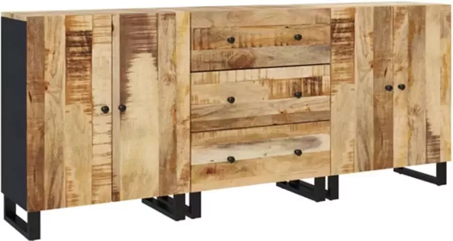 VidaXL Dressoirs 3 st ruw mangohout - Foto 3