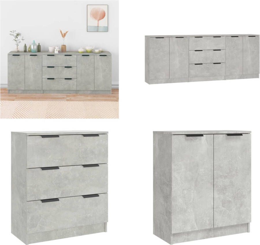 VidaXL 3-delige Dressoirs bewerkt hout betongrijs Dressoir Dressoirs Kast Wandkast - Foto 3