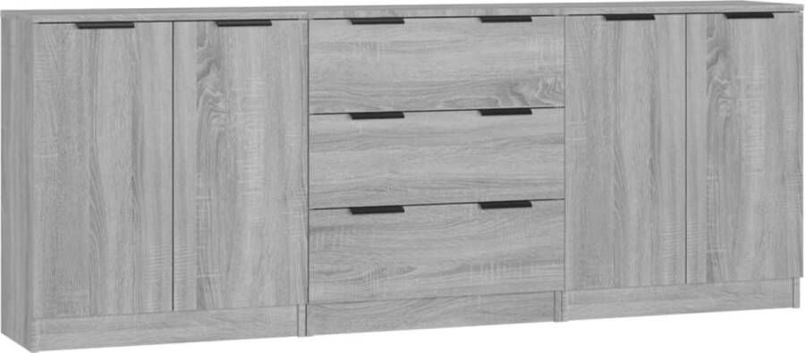 VidaXL 3-delige Dressoirs Grijs Sonoma Eiken Dressoir Grijze Dressoir Houten Dressoir Salontafel Tv Tafel